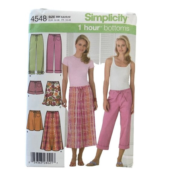 Simplicity Sewing Pattern 4548 Pants Shorts Skirts Misses Size 6-12 - Picture 1 of 2